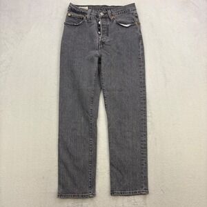 Levis Jeans Womens 26x26 Gray 501 Straight Leg Premium Button Fly Faded Denim